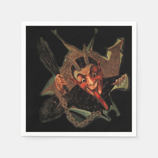 Serviette En Papier Krampus Rompt Les Napkins De Vacances (Devant)