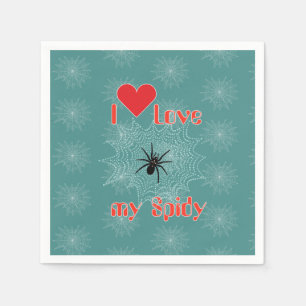 Serviette En Papier Kreuzspinne im Netz mit Tautropfen wie Perlen