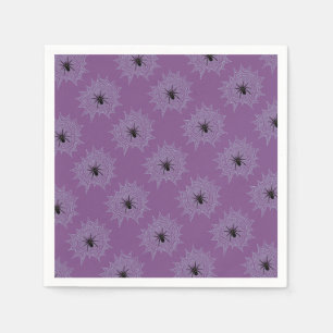 Serviette En Papier Kreuzspinne im Netz mit Tautropfen wie Perlen