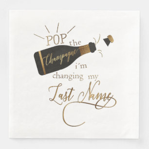 Serviette En Papier Kundenspezifisch "Pop the champagne" Hochzeit