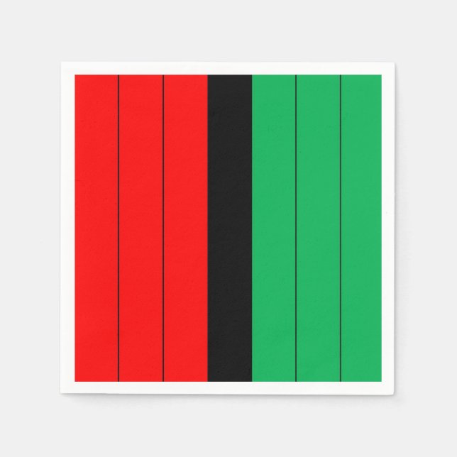 Serviette En Papier Kwanzaa Rouge Noir Vert Kinara Motif rayé (Devant)