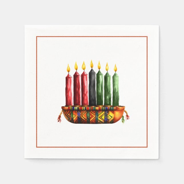 Serviette En Papier Kwanzaa Sept Bougies Papier Napkin (Devant)