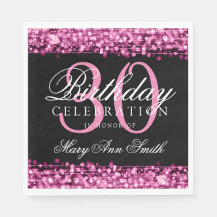Serviette En Papier La 30ème fête d'anniversaire élégante miroite