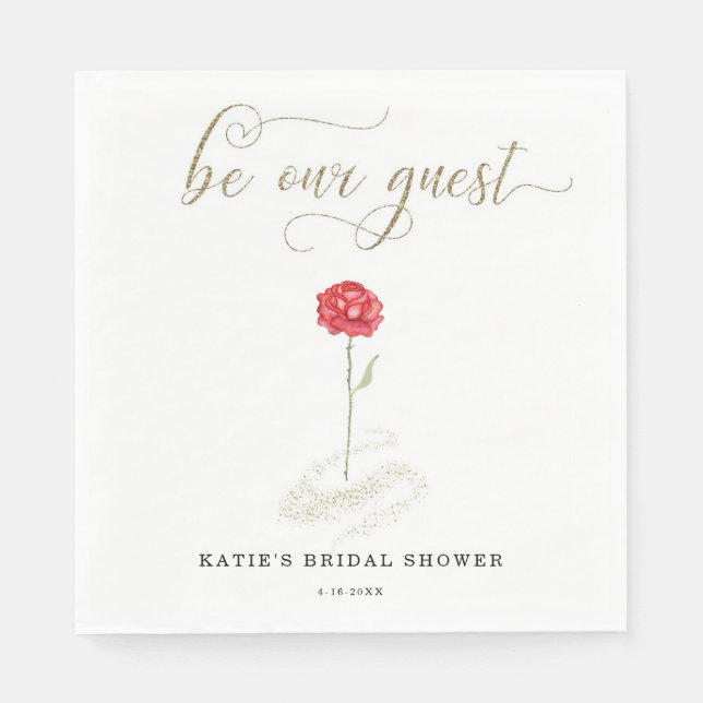 Serviette En Papier La Belle et la Bête Soyez notre invité (Devant)