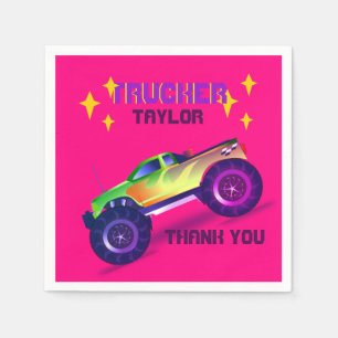 Serviette En Papier La broyage Il MONSTER CAMION Filles Merci rose