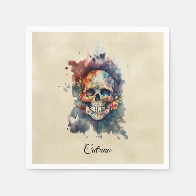 Serviette En Papier La Calavera Hermosa, sur mesure (Devant)