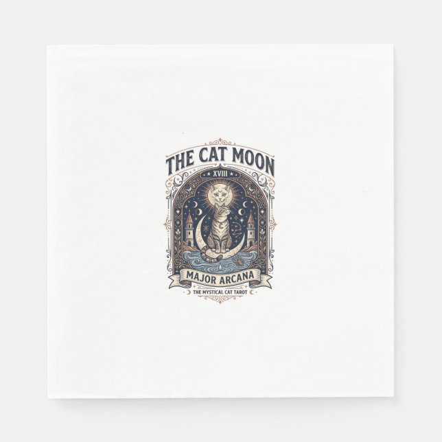 Serviette En Papier La carte de tarot de chat de lune majeure arcane v (Devant)