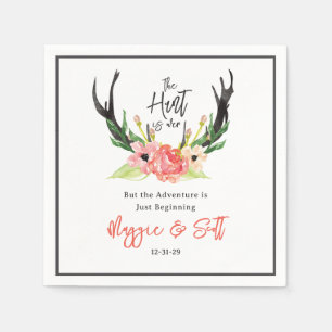 Serviette En Papier La chasse est au-dessus du Mariage Floral Antler r