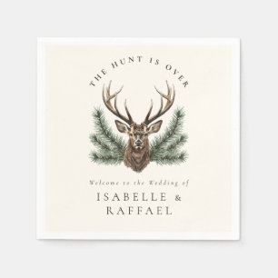 Serviette En Papier La Chasse Est Sur Le Mariage En Chef D'Antler Deer