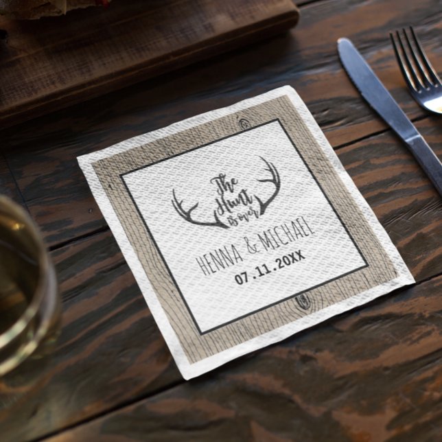 Serviette En Papier "La chasse est terminée" Rustic Antler Barnwood Ma (Créateur téléchargé)