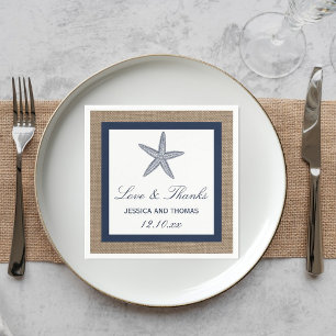 Serviette En Papier La collection de mariages de la marine Starfish Bu