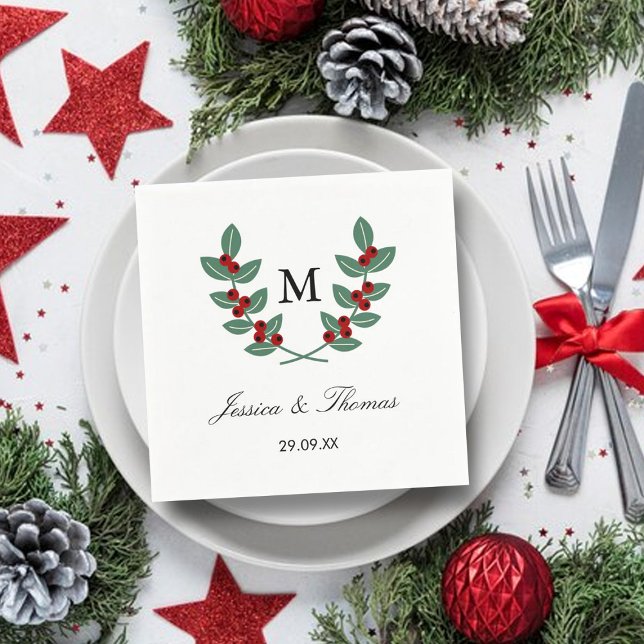 Serviette En Papier La collection de Mariages Monogram Berry Bush (Créateur téléchargé)