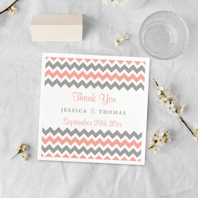 Serviette En Papier La collection moderne de Mariages Chevron - rose e (Créateur téléchargé)