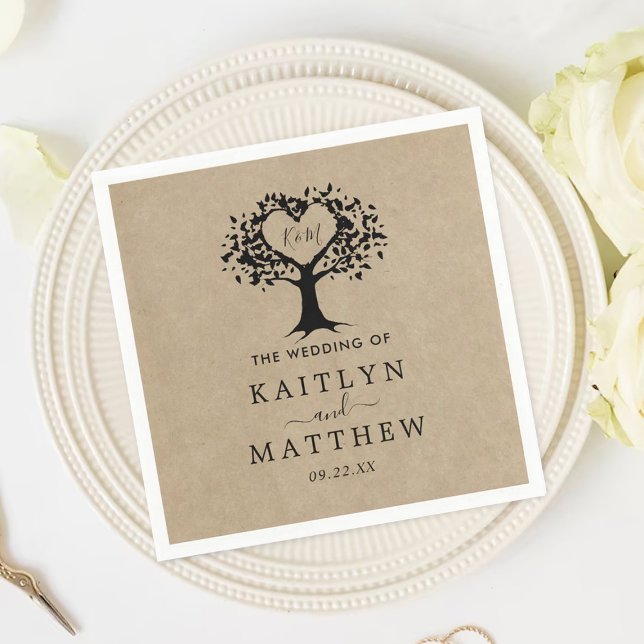 Serviette En Papier La collection Rustic Heart Tree Mariage (Créateur téléchargé)
