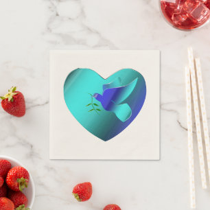 Serviette En Papier La colombe bleue du coeur du ciel