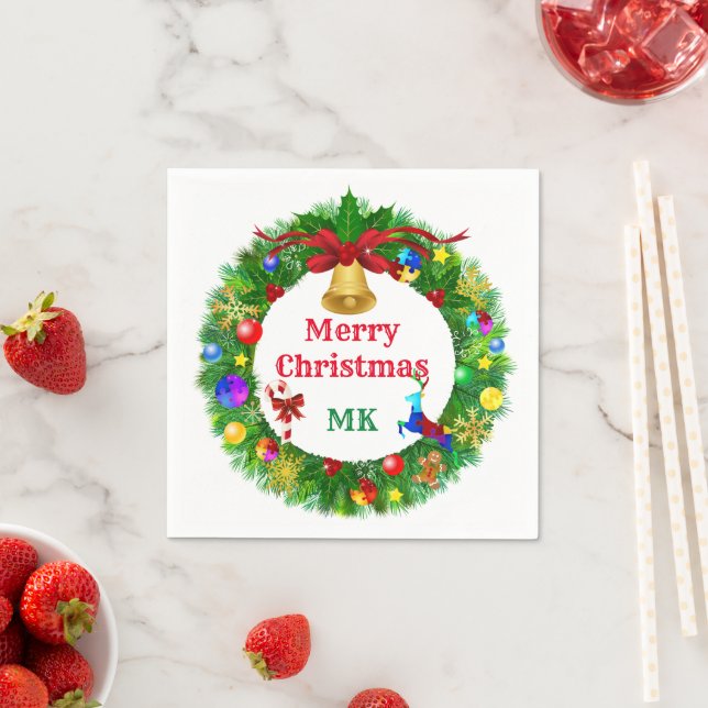 Serviette En Papier La couronne de Noël autiste (En situation)