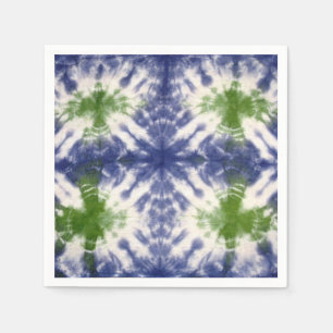 Serviette En Papier La cravate de bleu et de vert teignent les
