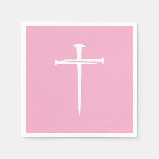 Serviette En Papier La Croix Chrétienne Trois Clous Blancs (Devant)