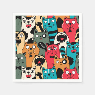 Serviette En Papier La Crowd of cats