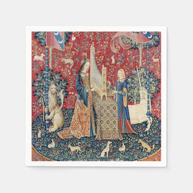 Serviette En Papier La Dame et la licorne, Audition (Devant)