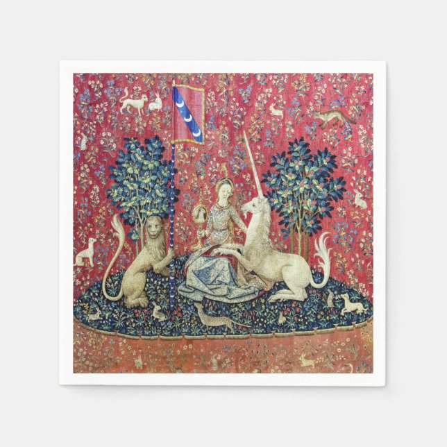 Serviette En Papier La Dame et la licorne, Vue (Devant)