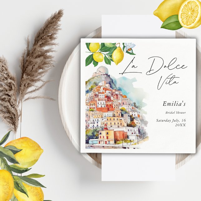 Serviette En Papier La Dolce Vita Fête de mariage italien estivale  (Créateur téléchargé)
