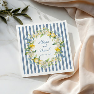 Serviette En Papier La Dolce Vita Lemon Floral Papier Mariage Napkin