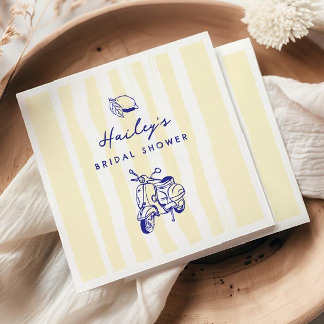Serviette En Papier La Dolce Vita Mariage Italien Jaune Citron Douche  (Créateur téléchargé)