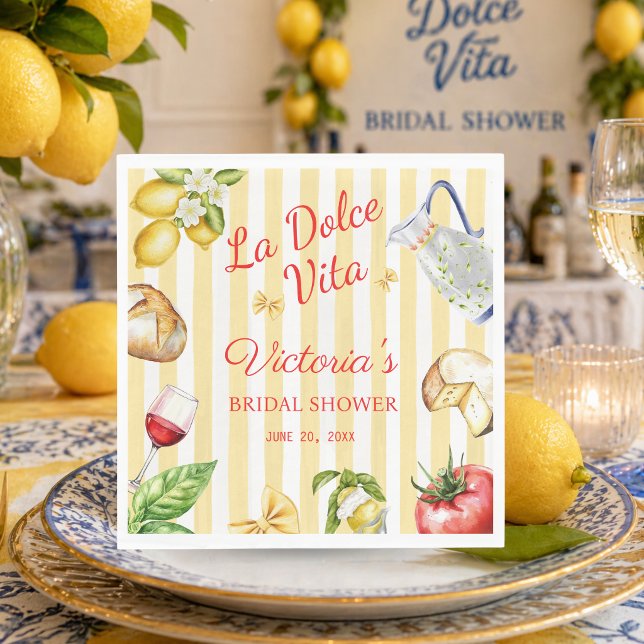 Serviette en papier La Dolce Vita pour douche de m (La Dolce Vita Italian Bridal Shower Decoration table napkins)