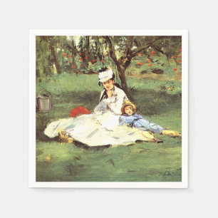 Serviette En Papier  La famille Monet dans leur jardin Edouard Manet  