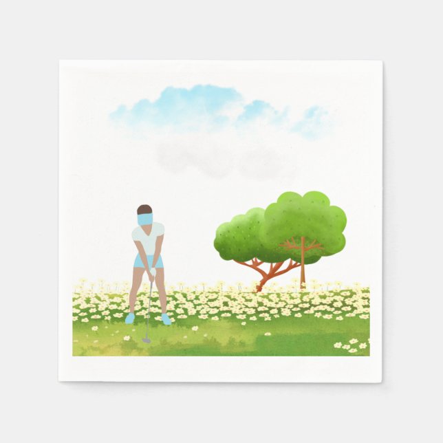 Serviette En Papier La femme de golf joue au golf  (Devant)