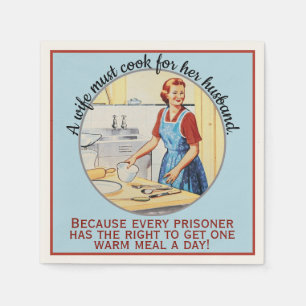 Serviette En Papier La femme Vintage amusante des années 1950 doit cu