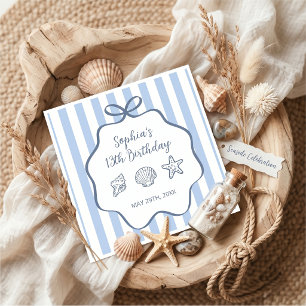 Serviette En Papier La fête d'anniversaire dessinée à la main d'été