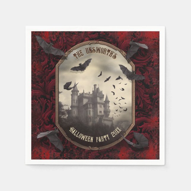 Serviette En Papier La fête d'Halloween du château vampire de Dracula (Devant)