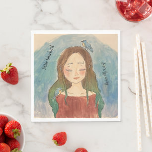 Serviette En Papier La Fille Des Merles Bleus Ne S'envole Pas