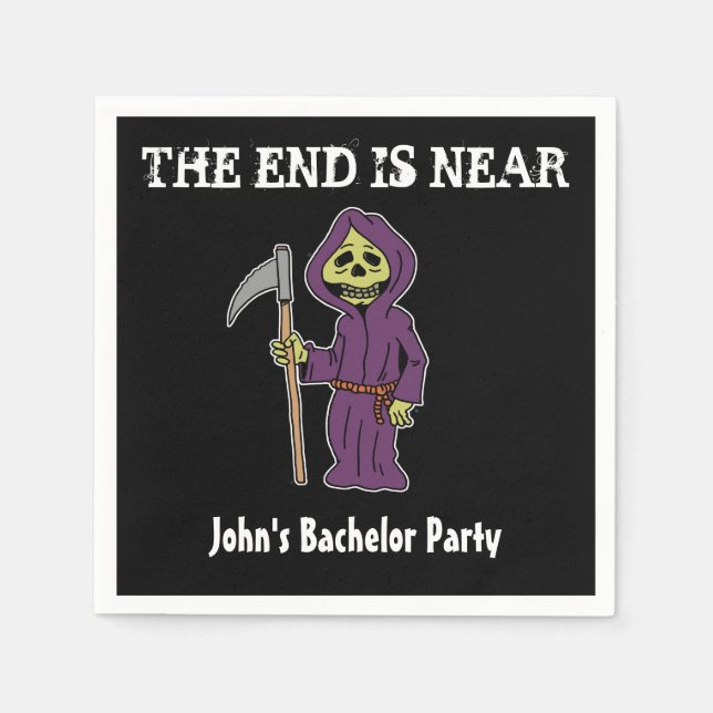 Serviette En Papier La Fin Est Près De Grim Reaper Bachelor Party Napk (Devant)