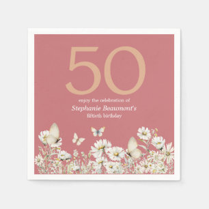 Serviette En Papier La Fleur sauvage blanche de la femme surprise 50èm