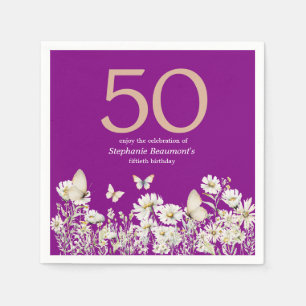 Serviette En Papier La Fleur sauvage blanche de la femme surprise 50èm