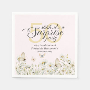 Serviette En Papier La Fleur sauvage blanche de la femme surprise 50èm