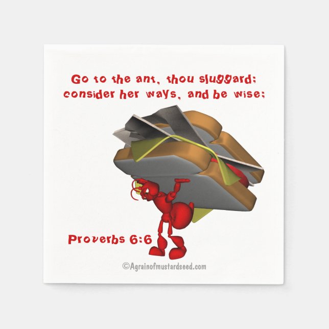 Serviette En Papier La fourmi Proverbes 6:6 (Devant)