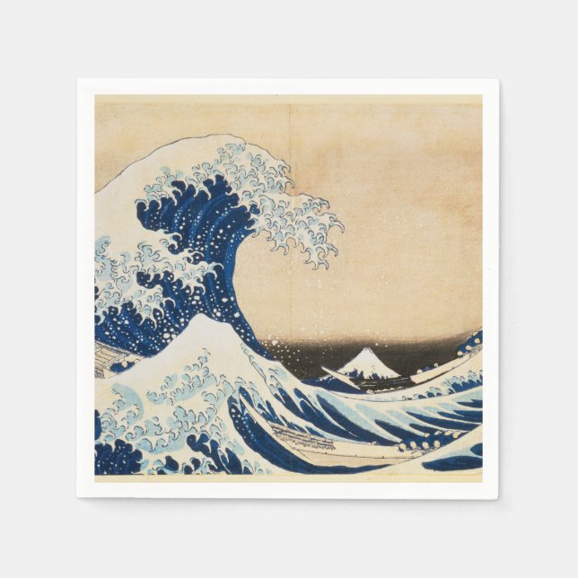 Serviette En Papier La Grande Vague au large de Kanagawa par Hokusai (Devant)