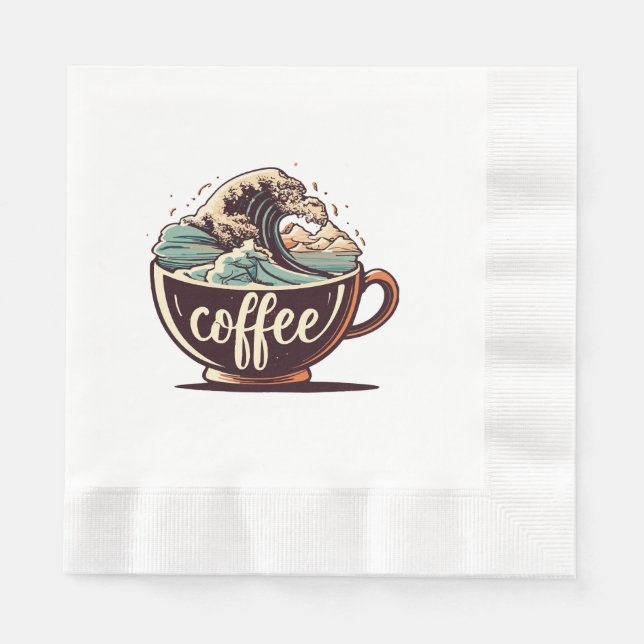 Serviette En Papier La Grande Vague De Café (Devant)