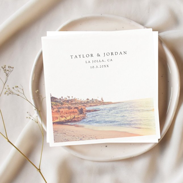 Serviette En Papier La Jolla Mariage papier personnalisé Cocktail Napk (La Jolla Cove Wedding Napkin
)