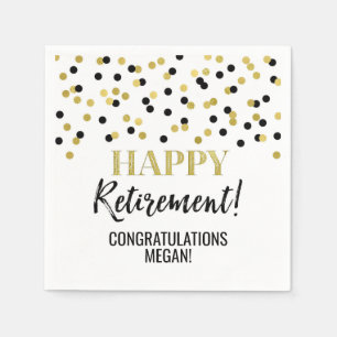 Serviette En Papier La joyeuse retraite de Black Gold Confetti