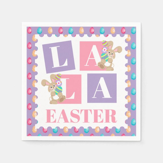 Serviette En Papier La La Easter Bunny Egg Hunt Party (Devant)