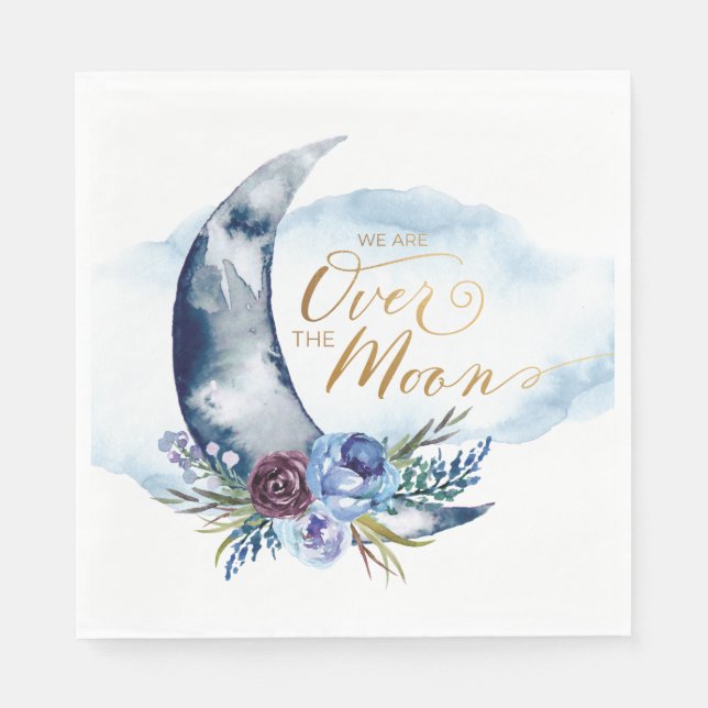 Serviette En Papier La Marine au-dessus du Baby shower Lune serviettes (Devant)