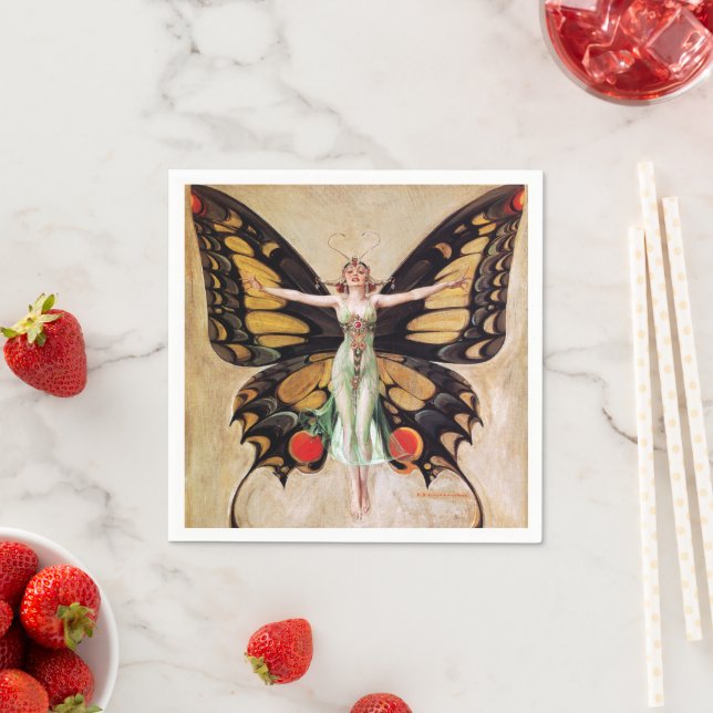 Serviette En Papier La métamorphose de la fille Flapper au papillon 19 (En situation)