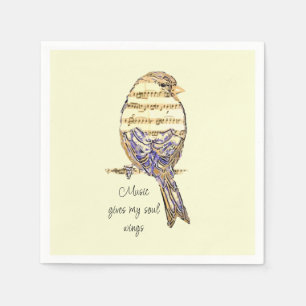 Serviette En Papier La musique donne des ailes à mon âme Moineau Oisea