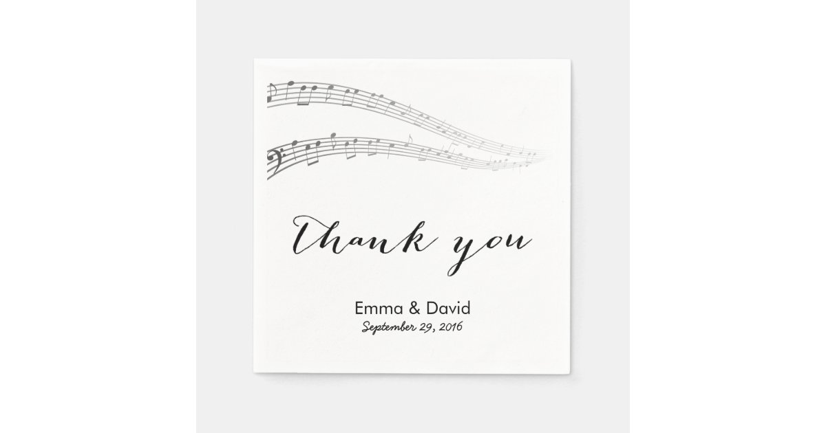 Serviette En Papier La Musique Note Le Mariage Musical De Merci Zazzle Fr