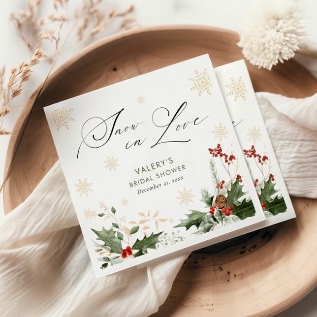 Serviette En Papier La neige en amour Fête des mariées d'hiver (Créateur téléchargé)